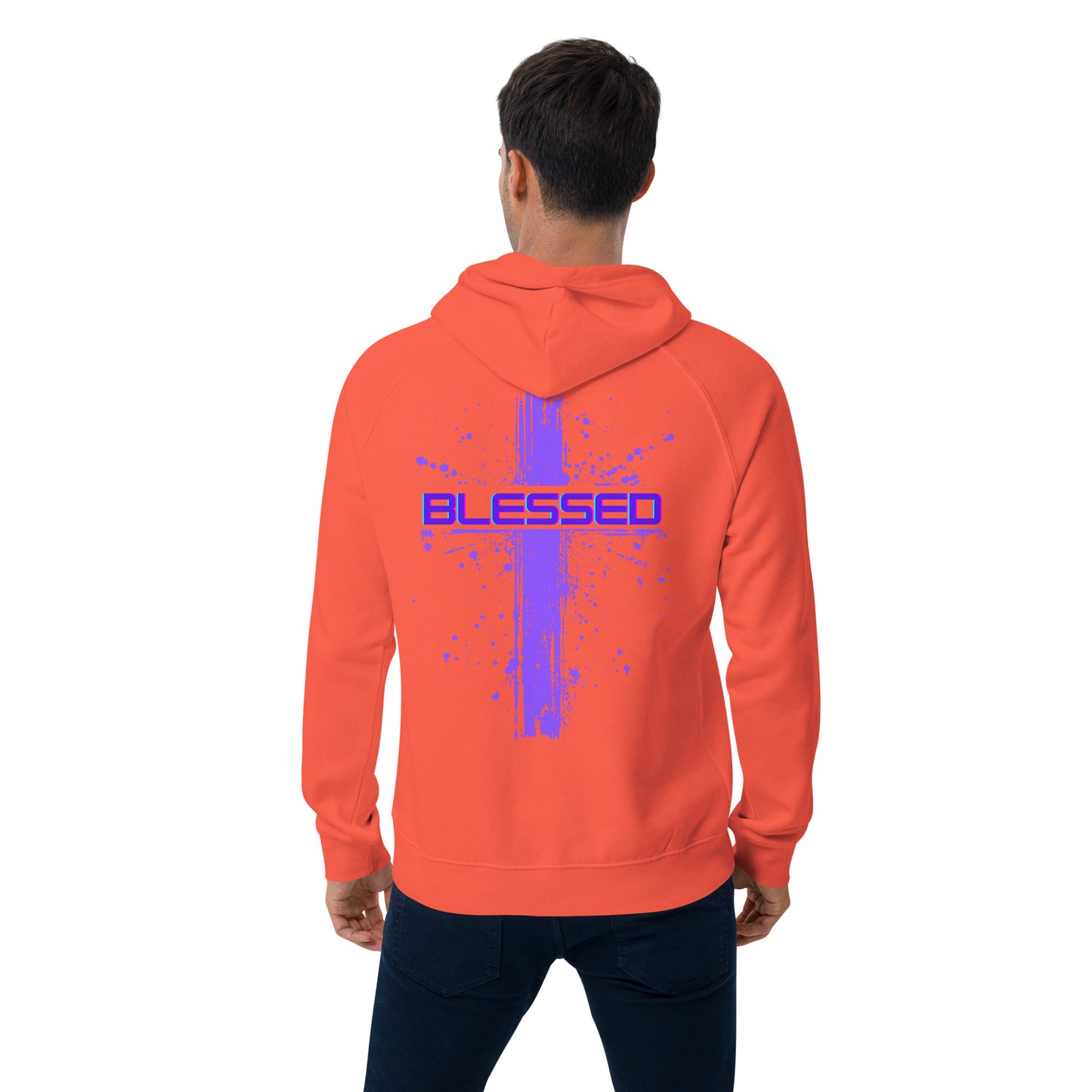 Blessed purple cross Unisex eco raglan hoodie