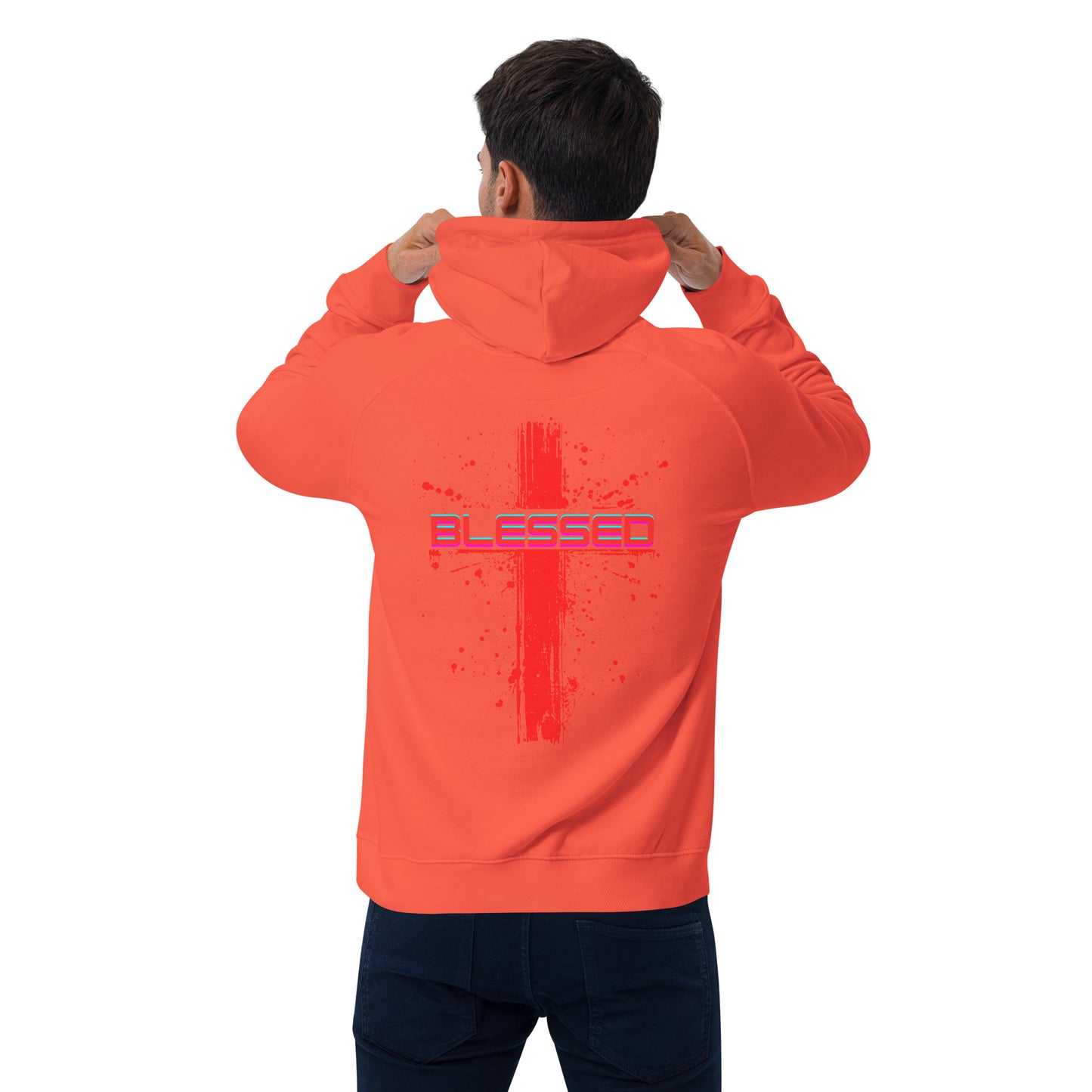 Red Blessed Unisex eco raglan hoodie