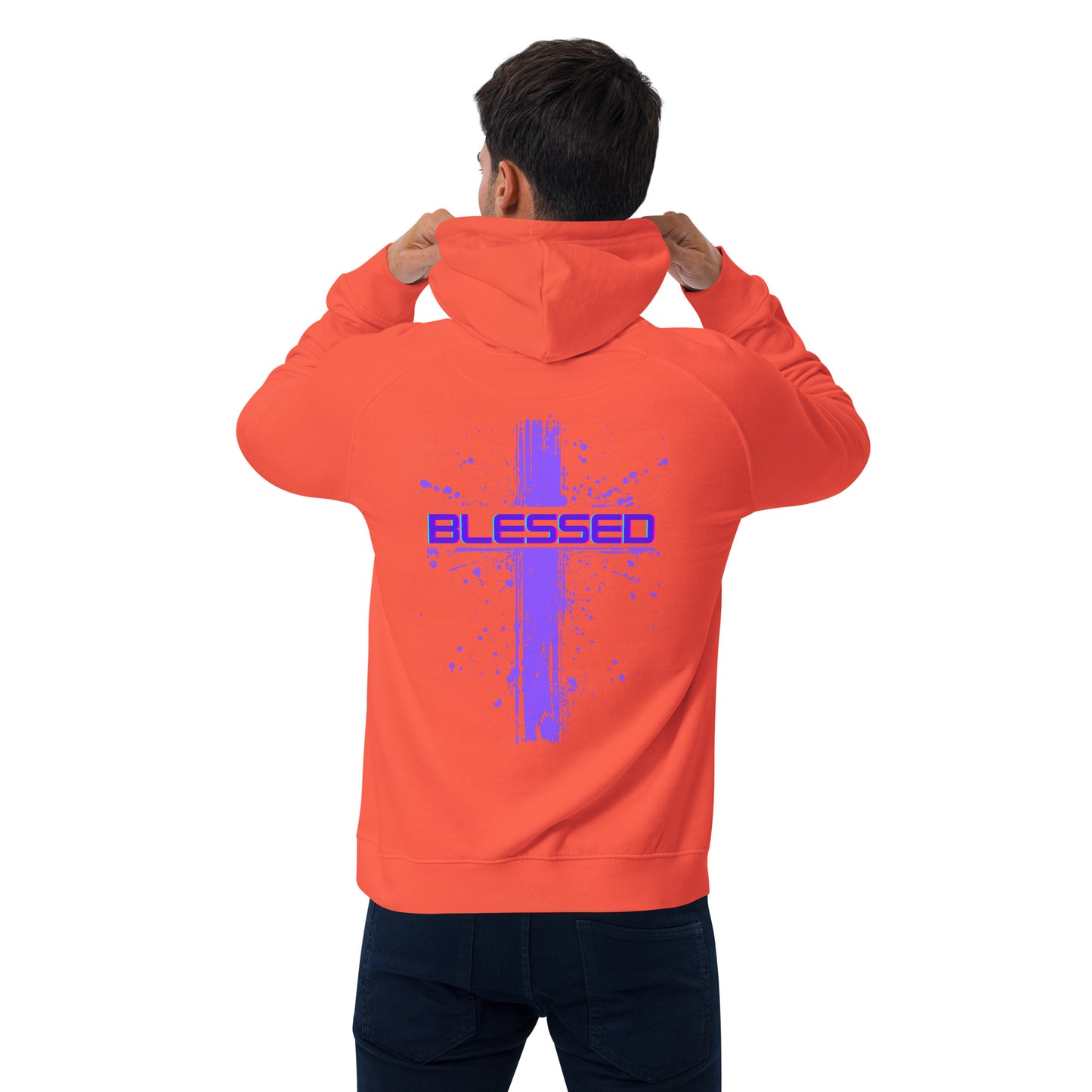 Blessed purple cross Unisex eco raglan hoodie
