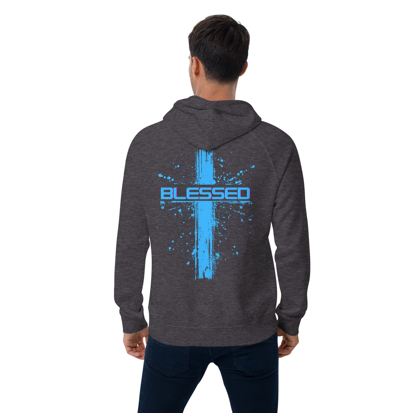 Blessed blue cross Unisex eco raglan hoodie