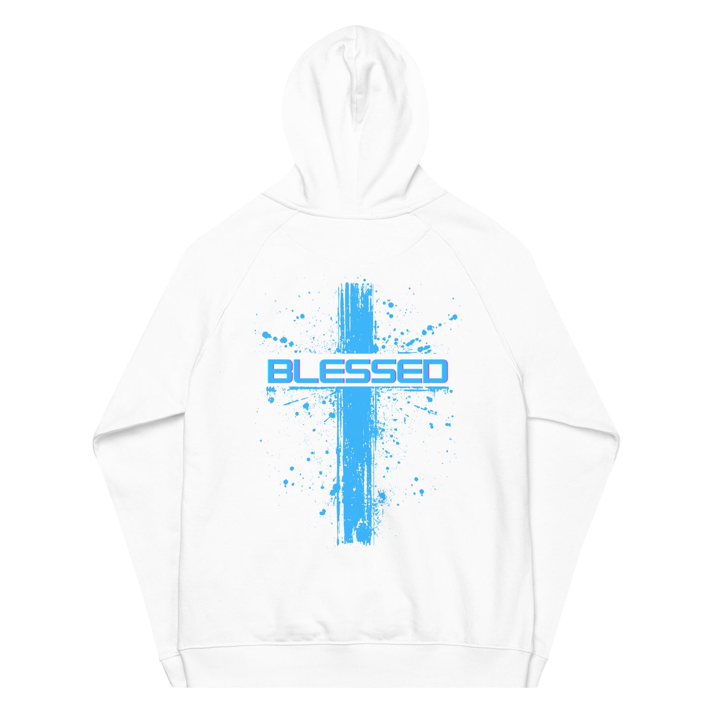 Blessed blue cross Unisex eco raglan hoodie