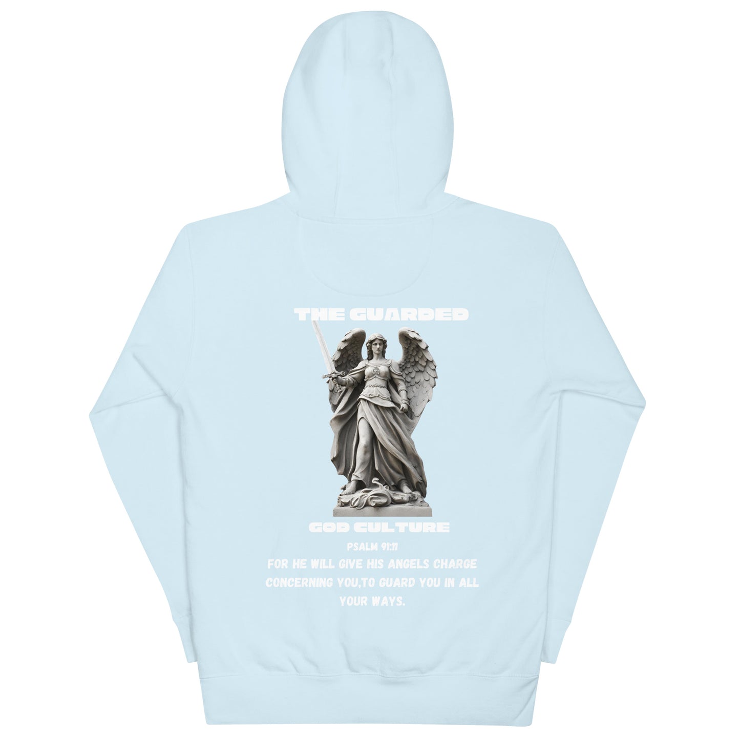 Guarded Angel hoodie psalm 91:11 white  text